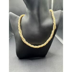 Vintage Marvella Women's Gold-Tone Clasp Faux Baby Pearl Multi Strand Necklace